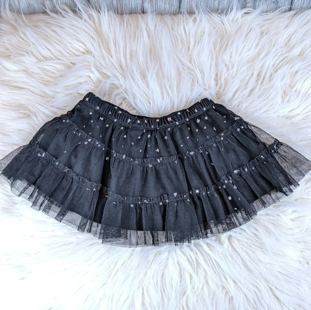 Target Black Halloween Ruffle Tutu Skirt with Stars Girls XS 4/5‎